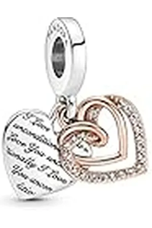 PANDORA Moments Colgante con diseño de corazón de plata de ley y chapado en oro rosa de 14 quilates con circonitas cúbicas transparentes