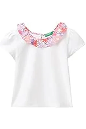 Benetton Camiseta 3p4zg10ev, Color Blanco, 110 cm para Niñas