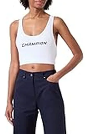 Champion Athletic Club W-Logo de Script de luz Sujetador Deportivo, Opaque Inches, Color Blanco, M para Mujer