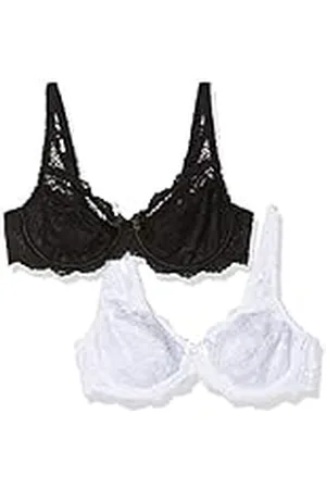 Playtex Pack Sujetadores Línea Flower Elegance con aros de encaje Mujer x2, Blanco/Negro, 75B