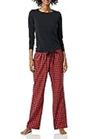 Amazon Conjunto para Dormir Ligero con Pantalón de Franela y Camiseta de Manga Larga Mujer, , XL