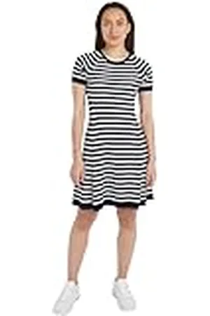 Tommy Hilfiger Vestido para Mujer Midi Dress de Manga Corta, Multicolor (Desert Sky/ Ecru Stp), M