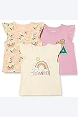 Amazon Camiseta sin mangas con volantes Niña, Pack de 3, , 10 años