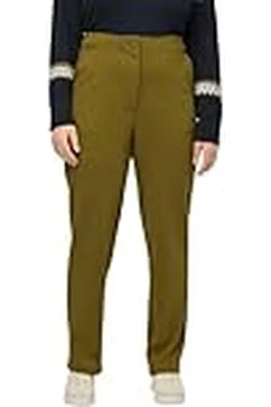 Ulla Popken High Waist Punto di Roma Pants Pantalones, Amarillo y Verde, 42-44 Plus para Mujer