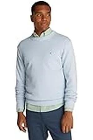 Tommy Hilfiger Jersey Hombre Chunky Cotton Crew Neck Jersey de punto, Azul (Breezy Blue Mouline), L