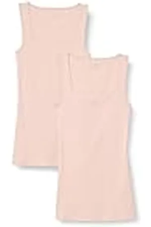 Amazon Camiseta sin Mangas con Cuello Cuadrado y Corte Ajustado Mujer, Pack de 2, , XS