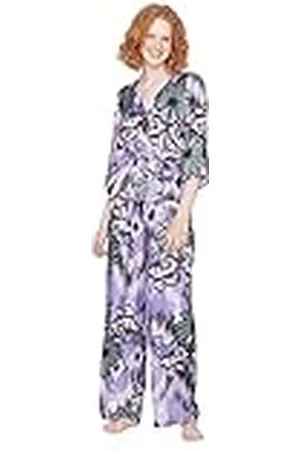 Trendyol Damen Geblümt Mit Gürtel Mitte Webstoff Hemd-Hose Pyjama Conjunto de Pijama, , 62 (Pack de 2) De Las Mujeres