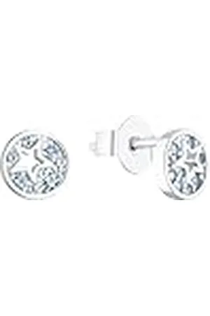 QS by s.Oliver Pendientes de plata esterlina 925 joyería del oído de los niños de las muchachas, con synth. del zirconia cúbico, 0,6 cm, plata, estrella, Viene en caja de regalo de la joyería