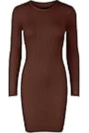 Pieces® Pccrista LS Noos BC-Vestido de Punto con Cuello Redondo, Café Chicory, M para Mujer