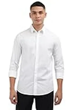 Calvin Klein Camisa Hombre Slim Stretch Shirt manga larga, Blanco , S