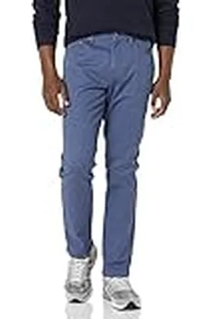 Amazon Pantalón de Sarga Elástico con 5 Bolsillos y Ajuste Deportivo (Disponible en Talla Grandes y Largos Especiales) Hombre, , 33W / 32L
