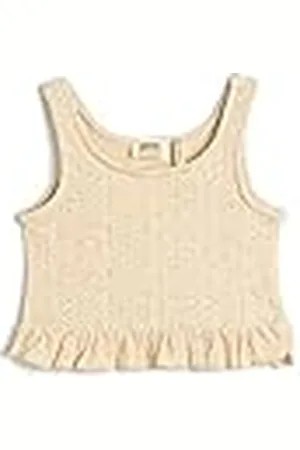 Koton Crocheted Crop Tank Top Sleeveless Round Collar Ruffle Detail, Camiseta de Tirantes Anchos niñas,