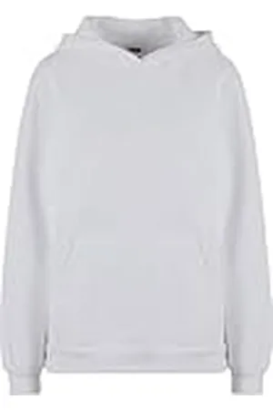 Urban classics TB7433-Ladies Loose Brushed Fleece Hoody Hooded Sweatshirt, White, M Women