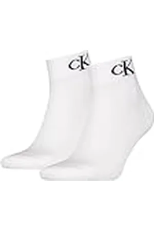 Calvin Klein Socks Organic Cotton Monogram Quarter Calcetín, White, 52-54 (Pack de 2) de los Hombres