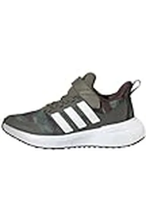 adidas Fortarun 2.0 Cloudfoam Elastic Lace Top Strap Shoes, Zapatillas para Correr, Olive Strata/Cloud White/Dark Brown, 38 EU