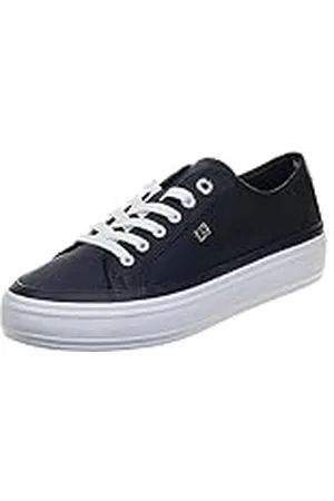 Tommy Hilfiger Mujer Sneaker vulcanizada Essential Canvas Zapatillas, Azul (Space Blue), 39 EU