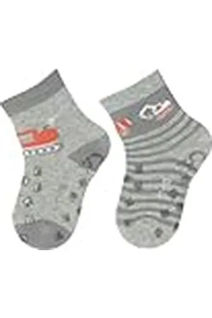 Sterntaler Calcetines para Gatear, 2 Unidades, Excavadora, Color Gris Claro, 22 (Pack de 2) para Niños