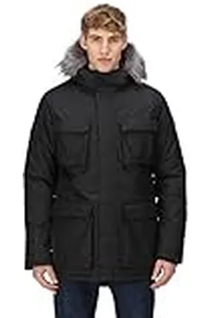 Regatta Mens Aziel Parka impermeable y transpirable con aislamiento de plumón, capucha y multibolsillos