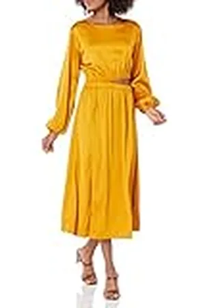 THE DROP Vestido para Mujer, Jacob Midi Sedoso de Manga larga con Cut-Out Discreto, , S