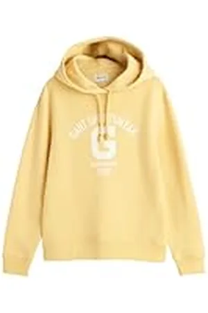 GANT Sudadera con Capucha con Logotipo de Reg, Color Amarillo, XS para Mujer