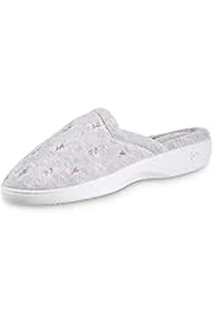 Isotoner Zapatillas clásicas tipo zueco de felpa para mujer, color Gris, talla X-Large