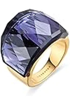 Luxenter Anillo Mujer en Aleación de Metal con Cuarzo Hidrotermal Ónix Color Morado y Dorado Acabado en Oro Amarillo de 18k Talla 12 Modelo Fadino