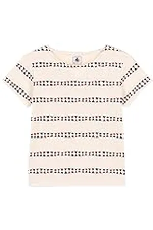 Petit Bateau Camiseta para Niñas, Blanco Avalanche / Multicolor, 10 años