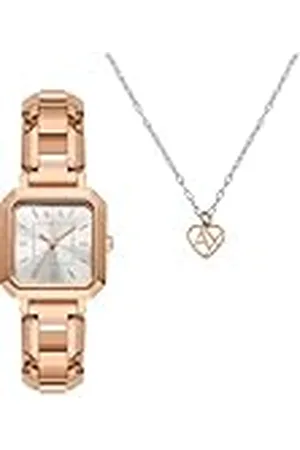 Armani Exchange Reloj Analógico para Mujeres de Cuarzo con Correa en Acero Inoxidable AX7167SET