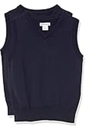 Amazon Chaleco de Cuello en v y Algodón para Uniforme Niño, Pack de 2, , 10 años