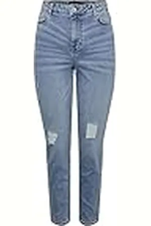 Pieces® Pckesia Mom HW ANK JNS Lb142 Destr Noos Pantalones, , XS para Mujer