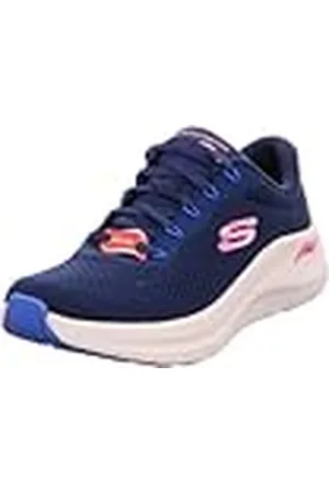 Skechers Arch Fit 2.0 Big League, Tenis Bajos Mujer, Malla Azul Marino, Ribete Rosa Intenso y Azul, 39 EU