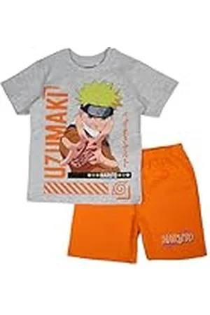 Disney NARUTO, Conjunto de 2 piezas, Camiseta + Pantalones cortos, Niños, (6 a 12 años), Mixto, Niño, Niña, Suave, Lindo, Cálido, Camiseta, Pantalones cortos, MANGA, NAR Modelo NAR 5204052 S2-12A, BLANC