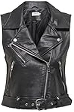 ONLY Onlvera Otw Noos-Abrigo de Piel sintética Chaleco, Negro, S para Mujer