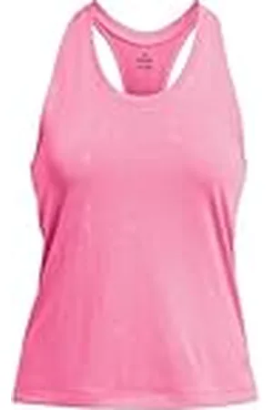 Under Armour UA Launch Splatter Singlet Camiseta sin mangas para mujer, ligera camiseta reflectante para correr, color rosa fluorescente/reflectante