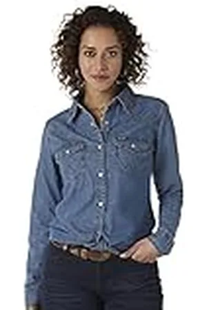 Wrangler Women’s Western Long Sleeve Denim Snap Shirt