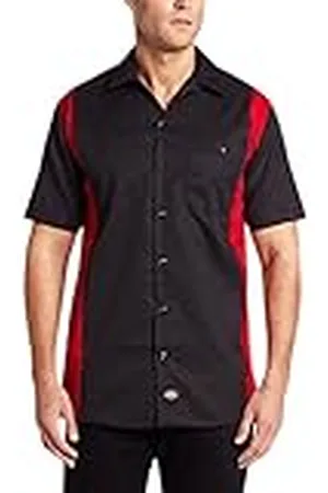 Dickies Two Tone Work Shirt Camisa, Negro (Black/English Red ber), Medium (Tamaño del Fabricante:Med