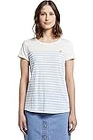 TOM TAILOR 1017275 Camiseta con Rayas, 21359-Light Blue White Stripe, XL para Mujer