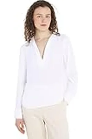 Tommy Hilfiger Viscose Crepe V-Neck Blouse WW0WW40529 Blusas, , 38 para Mujer