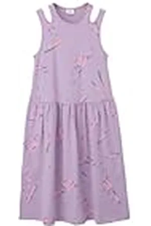 QS by s.Oliver Junior 2142456 Vestido AOP con Cortes, Púrpura , 140 para Niñas