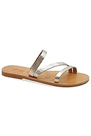 Emmanuela Handcrafted For You Emmanuela - Sandalias planas de cuero griegas antiguas hechas a mano con Meanders, zapatos de verano con tiras para mujer, deslizadores de punta abierta, estilo boho chic, Oro, 42 EU