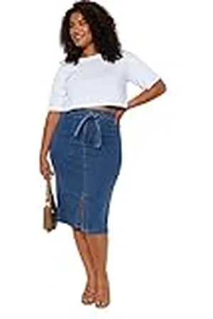 Trendyol Falda de Mujer Recta Mini lápiz Regular de Talla Grande, , 52