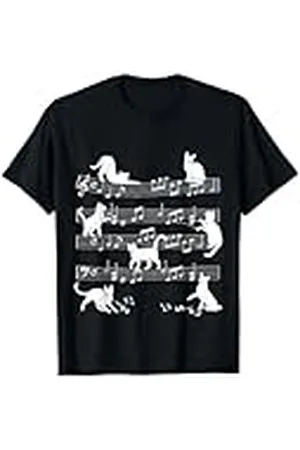 @n!mal Gato Música Camiseta Unisex-Adultos Negro Manga Larga Talla Pequeña EU S