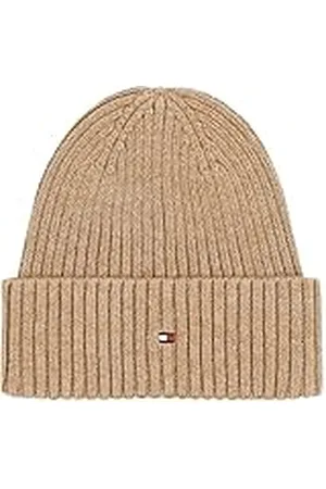 Tommy Hilfiger Gorro de punto Hombre Flag Twisted Yarn con doblez, Beige (Safari Canvas), Talla Única