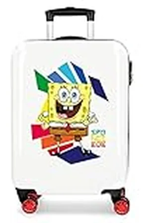 Disney Bob Esponja Hello Bob Maleta de cabina rígida 55cm, Unisex Niños, Blanco , 38x55x20 cm
