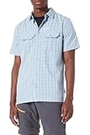 Jack Wolfskin Thompson-Camiseta para Hombre Camisa, Blue Fog Check, 3XL