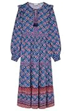 Springfield SPRINGFILED Vestido Midi Flor Cenefa, Vestido Mujer, blue, 33
