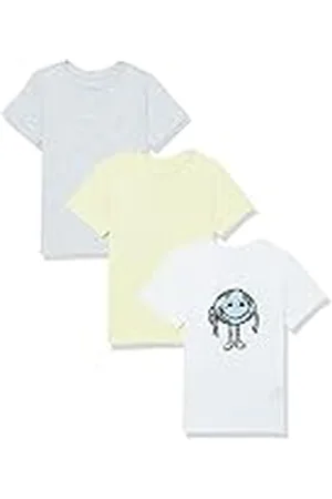 Amazon Camiseta Holgada en algodón orgánico de Manga Corta Niño, Pack de 3, , 9 años