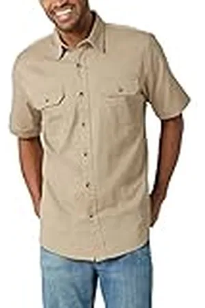 Wrangler Camisa clásica de Manga Corta Abotonada, , L para Hombre