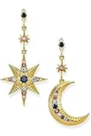 Thomas Sabo Pendientes de mujer en forma de estrella y luna, plata de ley 925, chapados en oro, H2025-959-7