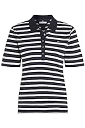 Tommy Hilfiger 1985 REG Pique Stripe Polo SS WW0WW39531 Polos de Manga Corta, , XL para Mujer